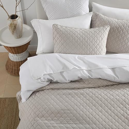 Miniatura 5 de Wistown Juego de ropa de cama reversible tamaño Queen, juego de colcha suave y ligera de 3 piezas para todas las estaciones, patrón de diamante en