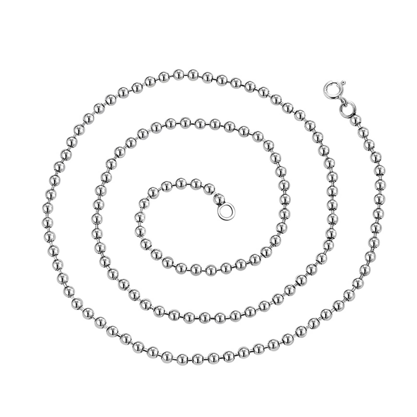 Collier Chaîne en Argent 925 Homme, Chaîne de Boule Punk Fantaisie