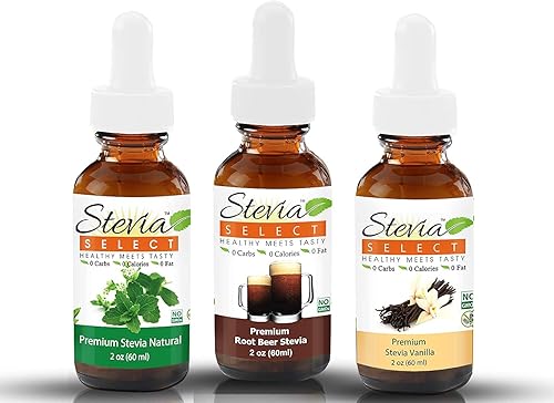Stevia Select Stevia Drops Root Cerveza, Vainilla & Stevia Plain Keto Café Sabores Sin Azúcar Paquete Paquete Paquete (3)