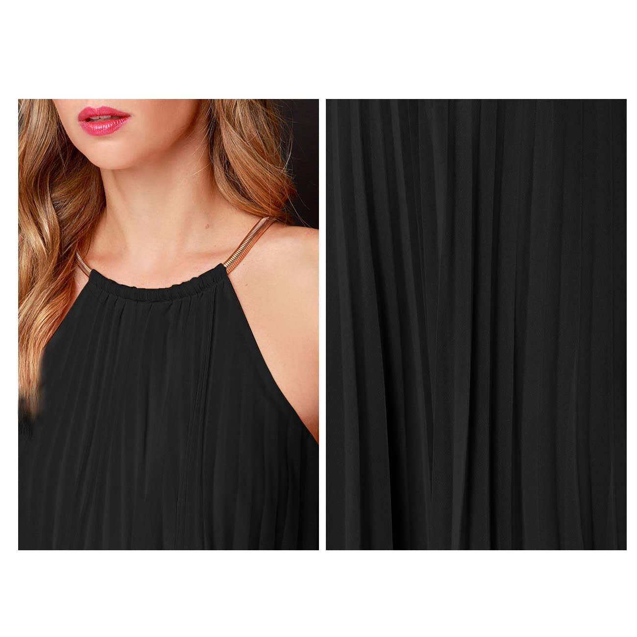 Vestito Donna Eleganti Abito da Sera Lungo Vestito con Senza Maniche Bodycon Cocktail Aderente Party