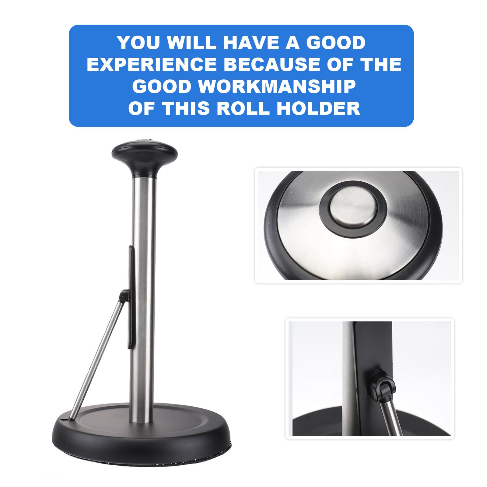 Portarotolo Carta Cucina in Acciaio Inox Nero, Supporto da Tavolo | Design Minimalista e Semplice, Uso Pratico Quotidiano, Stile Raffinato per Ambienti Domestici