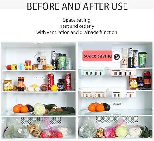 Miniatura 4 de Organizador de cajones para nevera, paquete de 4 cajones retráctiles, caja de almacenamiento para refrigerador, cajón organizador de refrigerador,