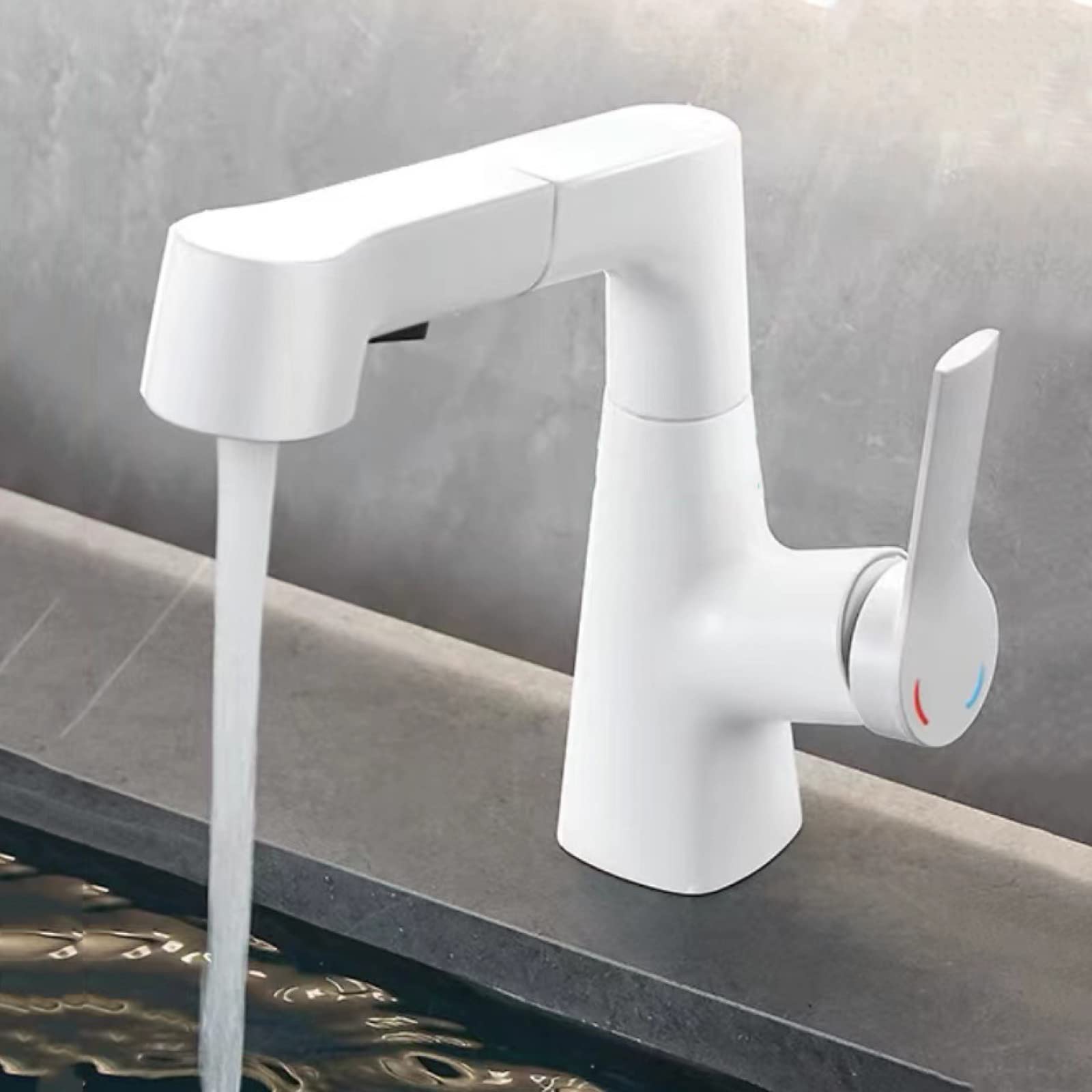 Mitigeur de lavabo extractible avec douchette extensible 2 fonctions et jet réglable