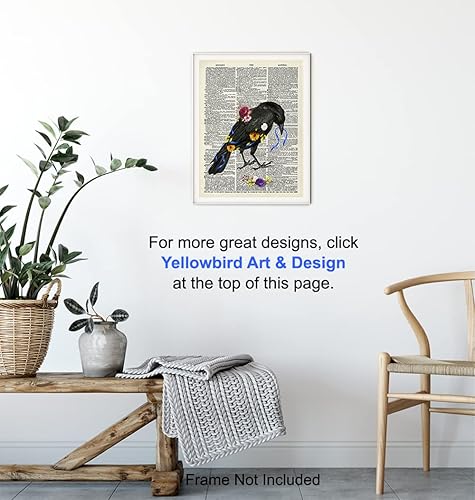 Miniatura 6 de Floral Black Raven Wall Art - Gothic Crow Home Decor - Gift for Edgar Allan Poe, Goth Fans, Women - Cool Medieval Decor Picture Print for Bedroom,