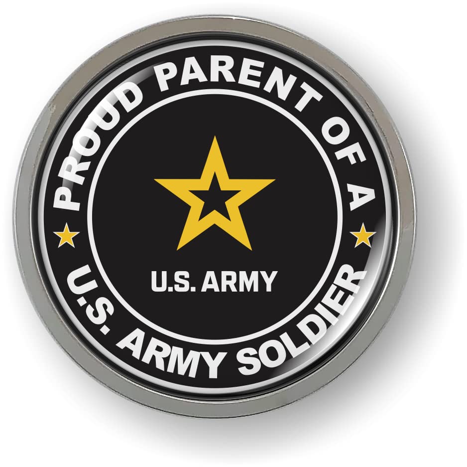 Image of Proud Parent of a U.S. Army Soldier CAR Emblem Badge Chrome Plastic Bezel | Official U.S. Army Licensed Product, 3D Domed, Sticker, made by BestLicensePlateFrames