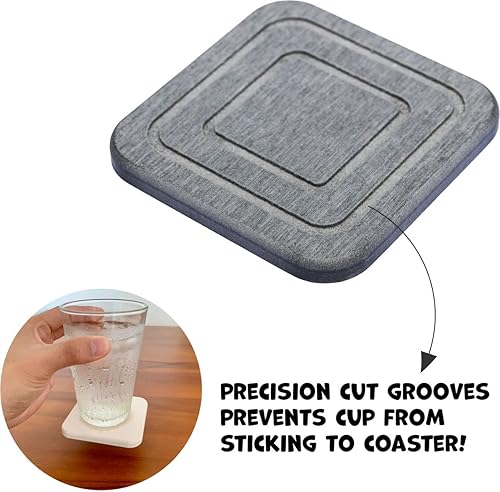 Miniatura 3 de Juego de 4 posavasos cuadrados de diatomita absorbentes de agua (gris oscuro)