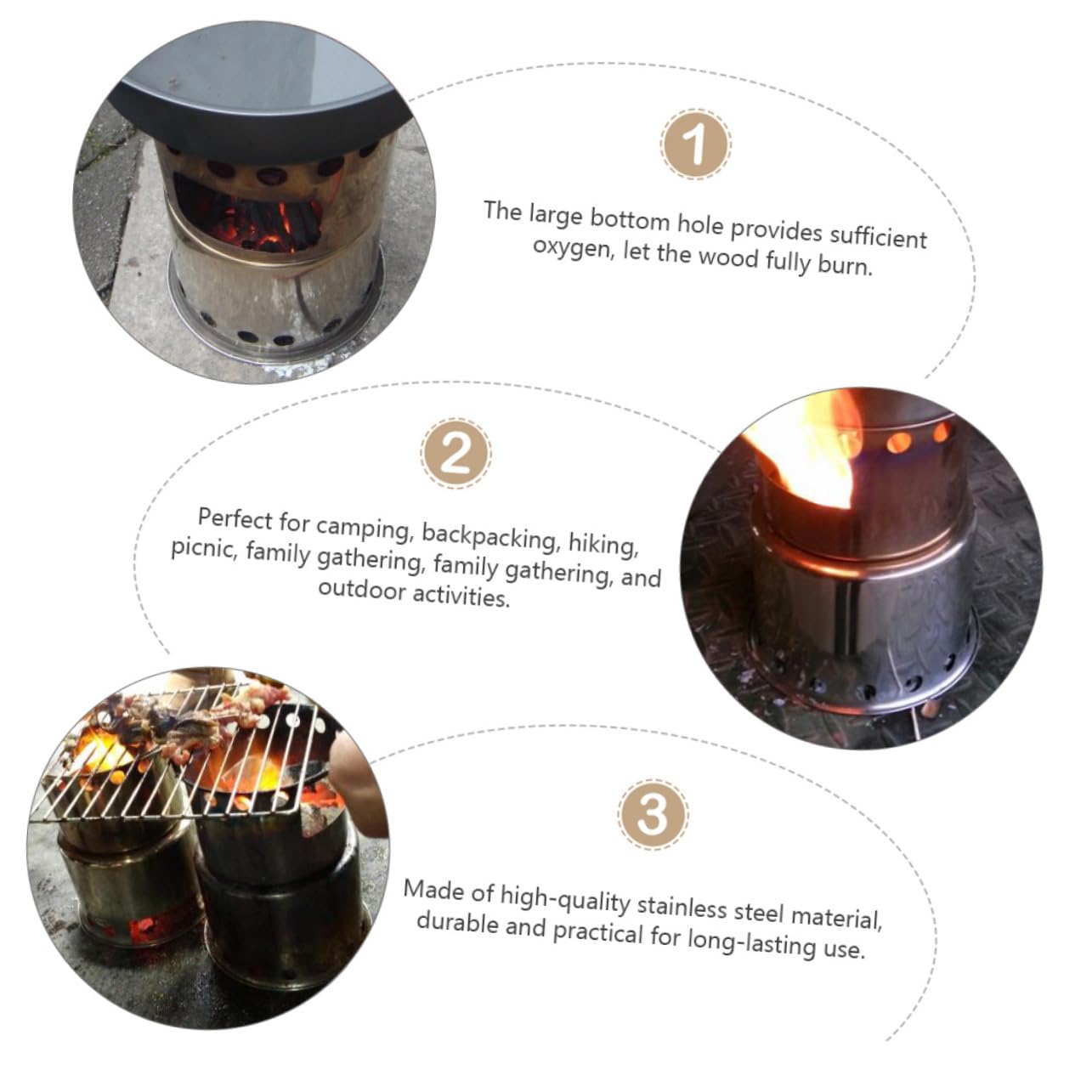 BESTonZON Estufa De Camping Gas Portátil Hornillo Eléctrico De Cocina Profesional Olla y Sartén Resistencia Al Viento Acero Inoxidable Ligera y Duradera Para Acampadas Picnic