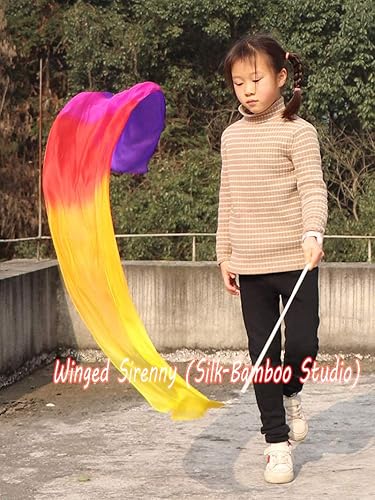 Miniatura 8 de Winged Sirenny Varita de bailarina de cinta de seda juvenil, bandera de adoración y alabanza de la iglesia, banderín de baile de adoración y