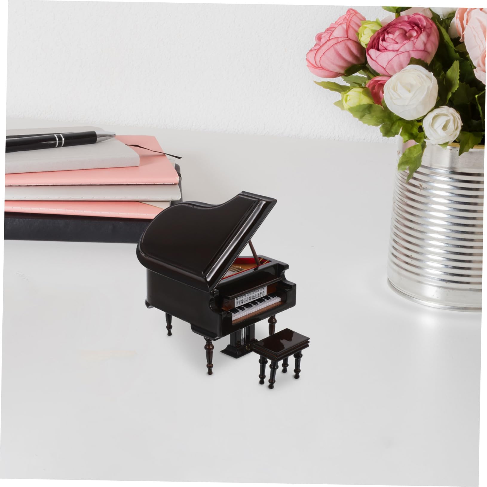 Didiseaon Pianoforte Piccolo in Miniatura Decorativo Sgabello per Casa delle Bambole Strumento Giocattolo per Arredamento e Appassionati di Musica