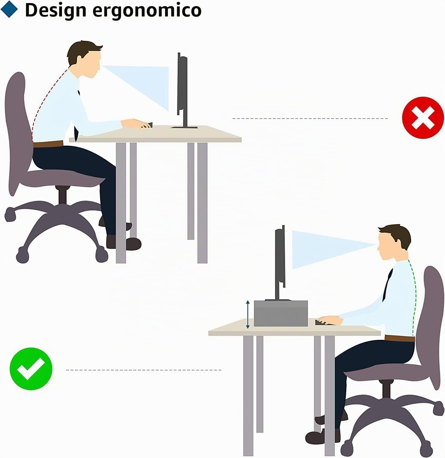 BONTEC Supporto per Doppio Monitor e Smartphone Regolabile in Legno, Organizer da Tavolo fino a 20kg, Nero