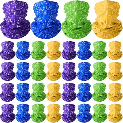 Cozypower 36 Pcs Paisley Bandanas Seamless Neck Gaiter Face Mask Headwear Sports Balaclava for Men Women Outdoor(Vibrant Color)