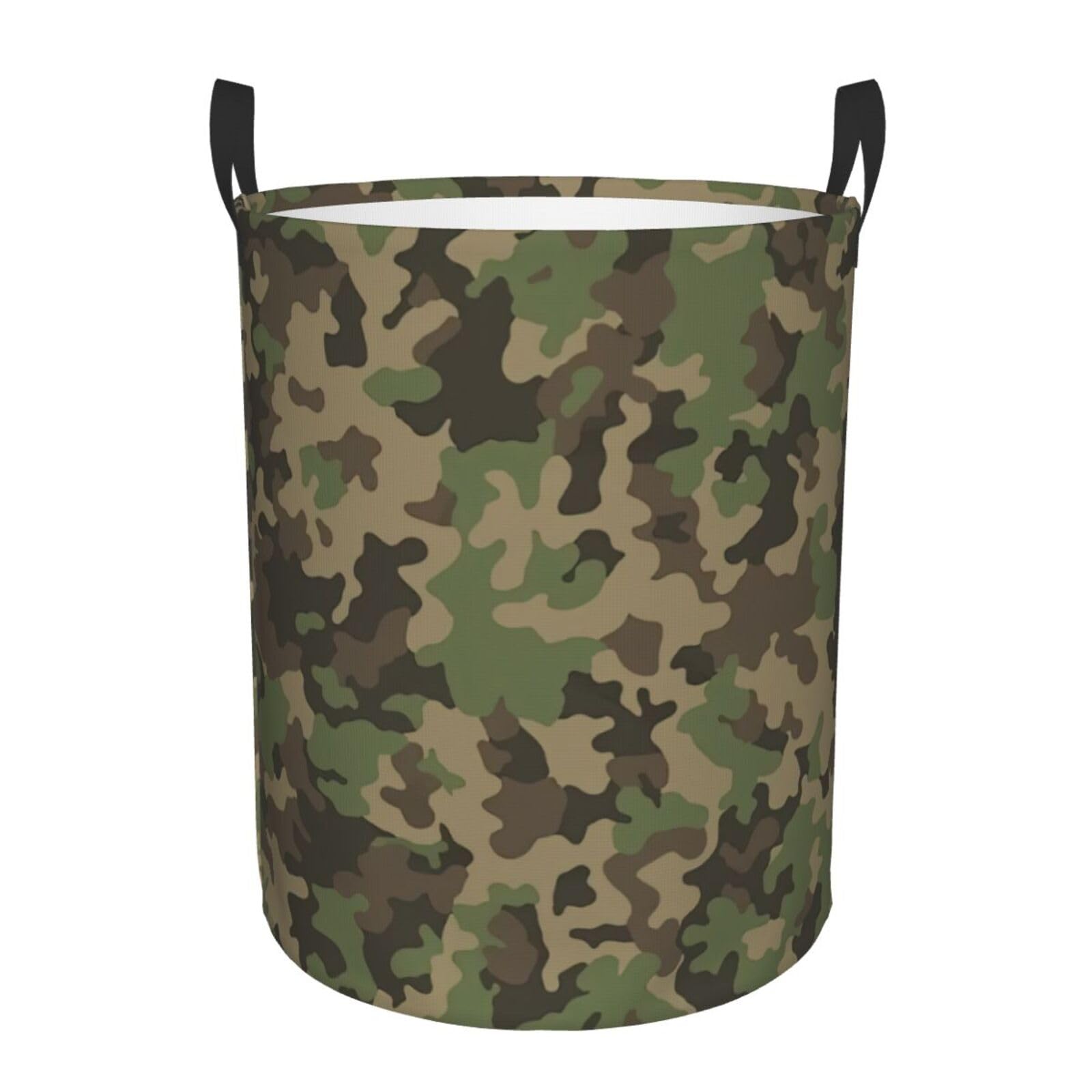 M Collapsible Round Green camo Print Laundry Hamper