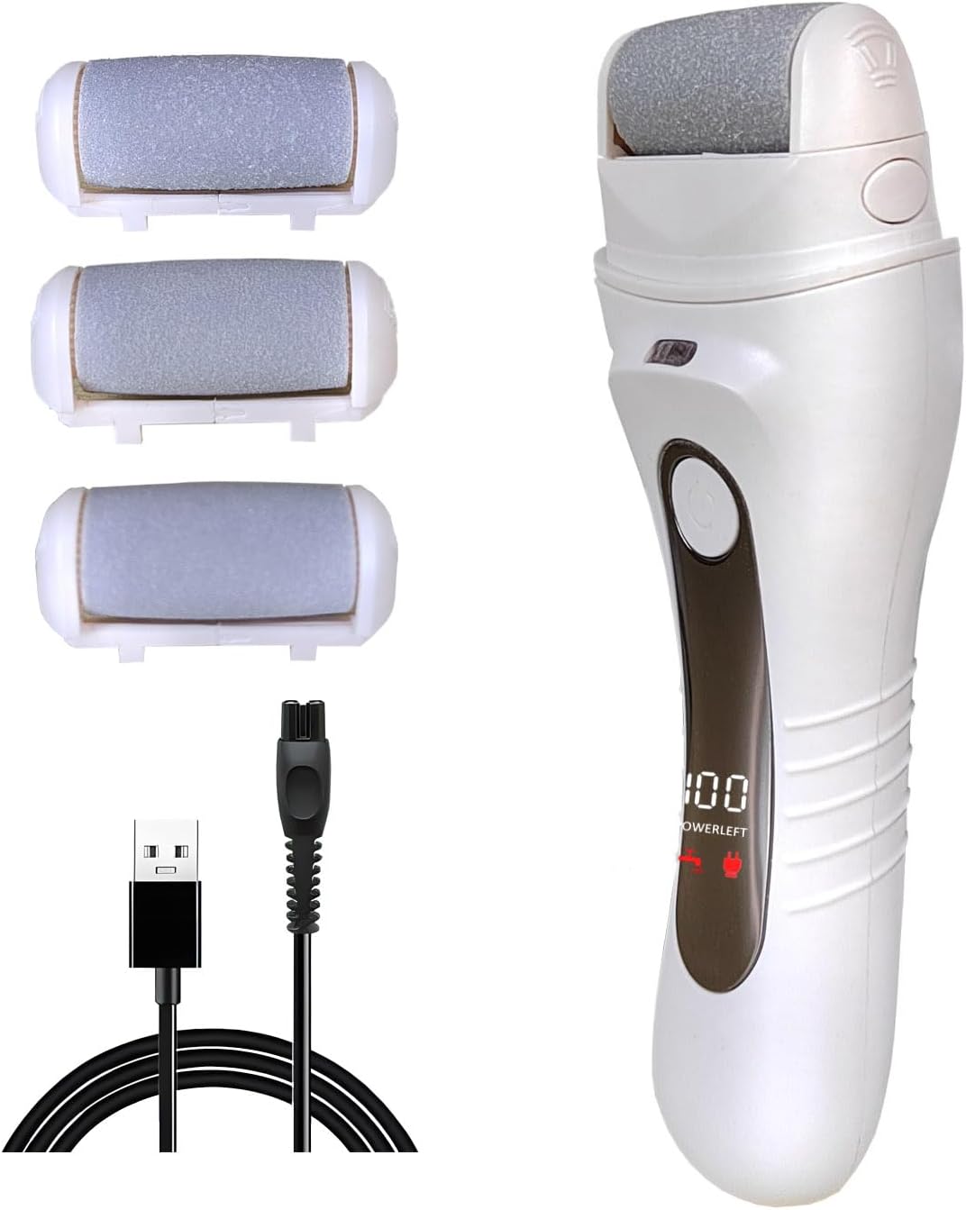 YONGYAO Electric Callus Remover for feet with 6 Pack Replacement Roller Heads for Electric Foot File