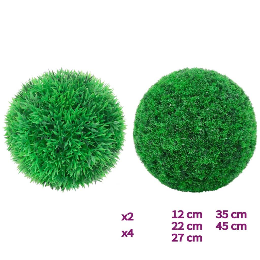 vidaXL Fake Plant 2 Pcs, Faux Boxwood Ball for Garden Decor, Artificial Boxwood Plant Ball Shaped for Planter, Boxwood Ball Artificial Plant, 17.7