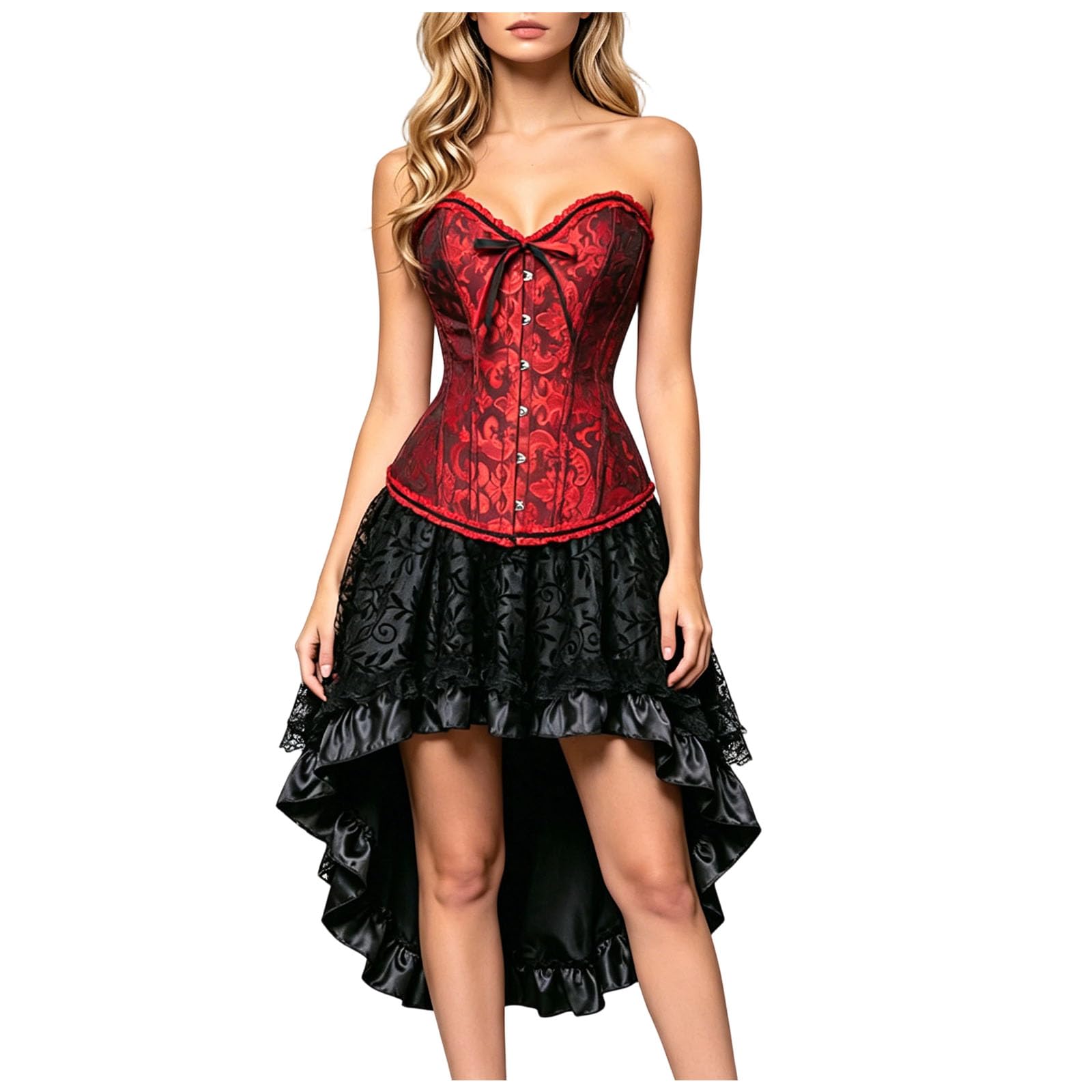 Generico Bustier Maniche Volant Top corsetto in pizzo multicolore, corsetto sexy che sostiene il seno e la vita, aderente che modella l'addome, body con stecche in gomma. Con Bustino Contenitivo