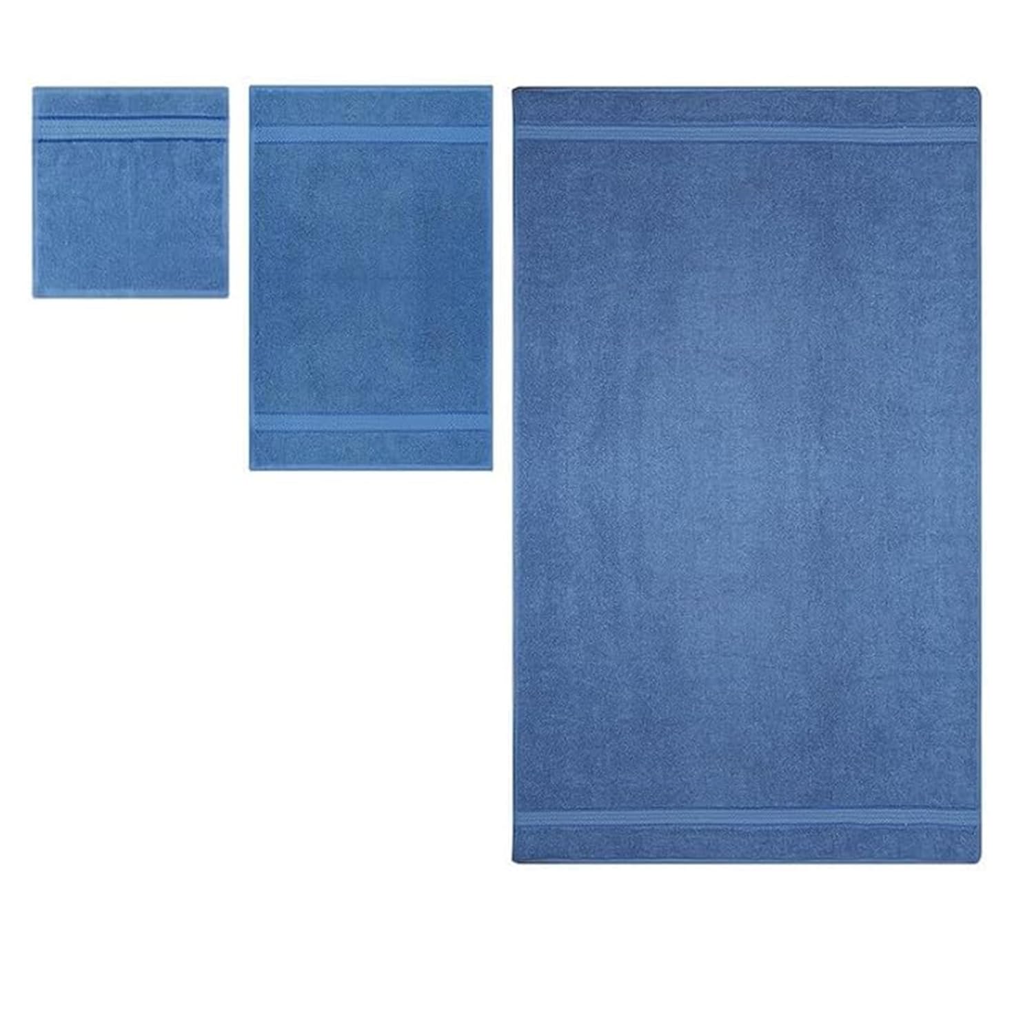 Super Soft 600 GSM Cotton Towels Set by Sweet Needle, Electric Blue, 2 Bath, 2 Hand and 6 Wash/Face, Double Pile - Image 4