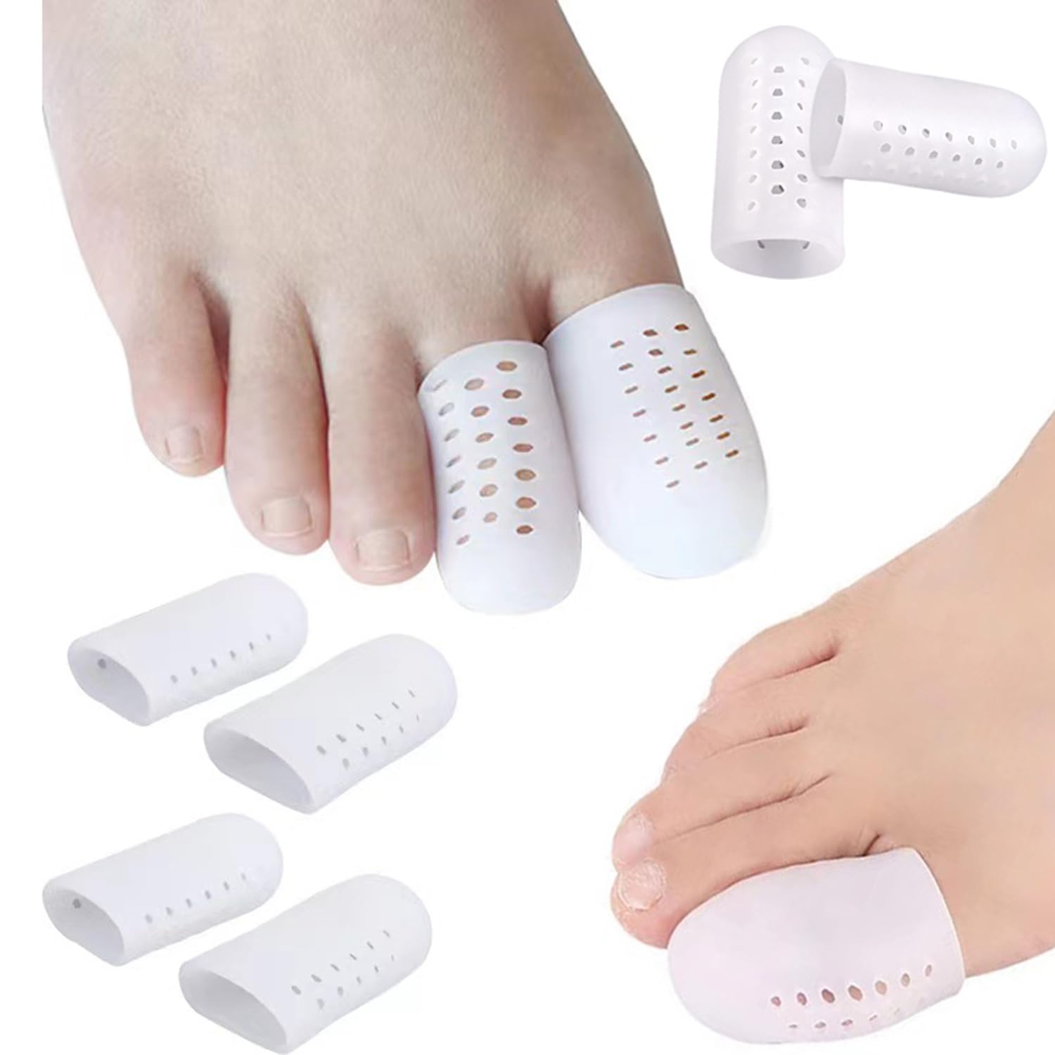 10 piezas Protector Dedos Pie Silicona Transpirable, Punteras de Gel Para Ampollas, Callos, Alivio Del Dolor De Fricción y Mucho Más para hombres y mujeres(5 Pares)