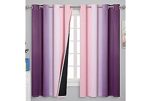 Gorgeous 52x63 Inch Pink and Purple Blackout Curtains for Girls
