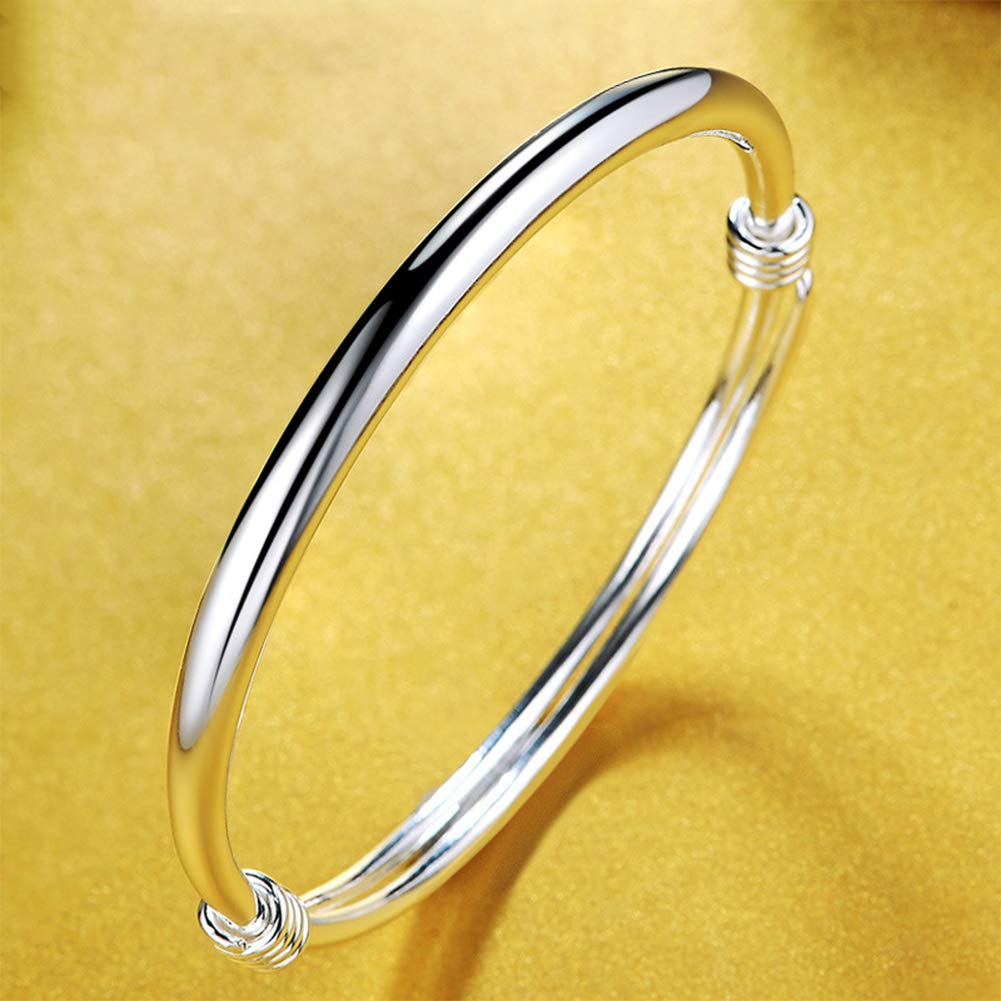 Bracelet d'ouverture en Argent 925 Bracelet de Tempérament pour Femmes Bijoux de Bracelet en Argent Sterling Vintage