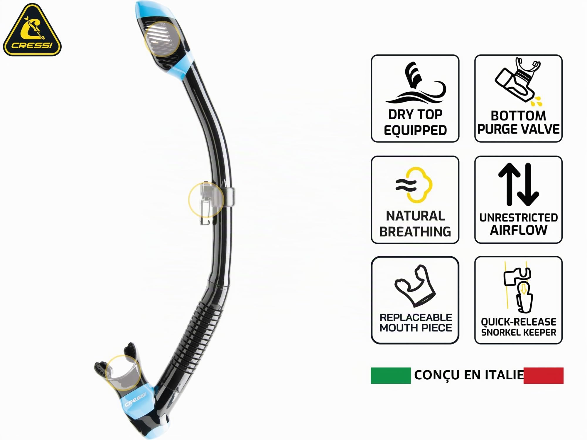CRESSI F-Dual + Supernova Dry Combo Set Unisex Masque et Tuba Sec pour la Plongée et Le Snorkeling, Taille Unique