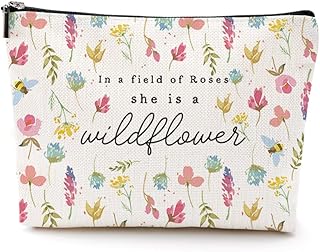 Retro Wildflower Make Up Bag Cosmetic Travel Bag Botanical Floral Decor Stuff She Is a Wildflower Nursery Decor Funny Gift for Plant Lovers Women Friends Mom Wife Birthday Christmas