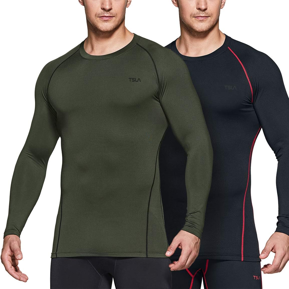 TSLAMen's Thermal Long Sleeve Compression Shirts, Athletic Base Layer Top, Winter Gear Running T-Shirt