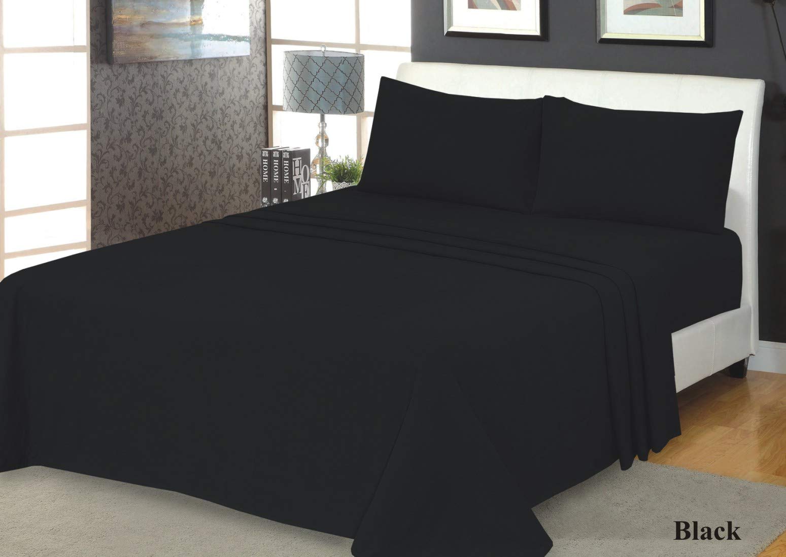 Northern Luxe Black 100% Soft Brushed Cotton Flannelette Fitted Sheet Extra Deep Available In 7 Colours (King, )