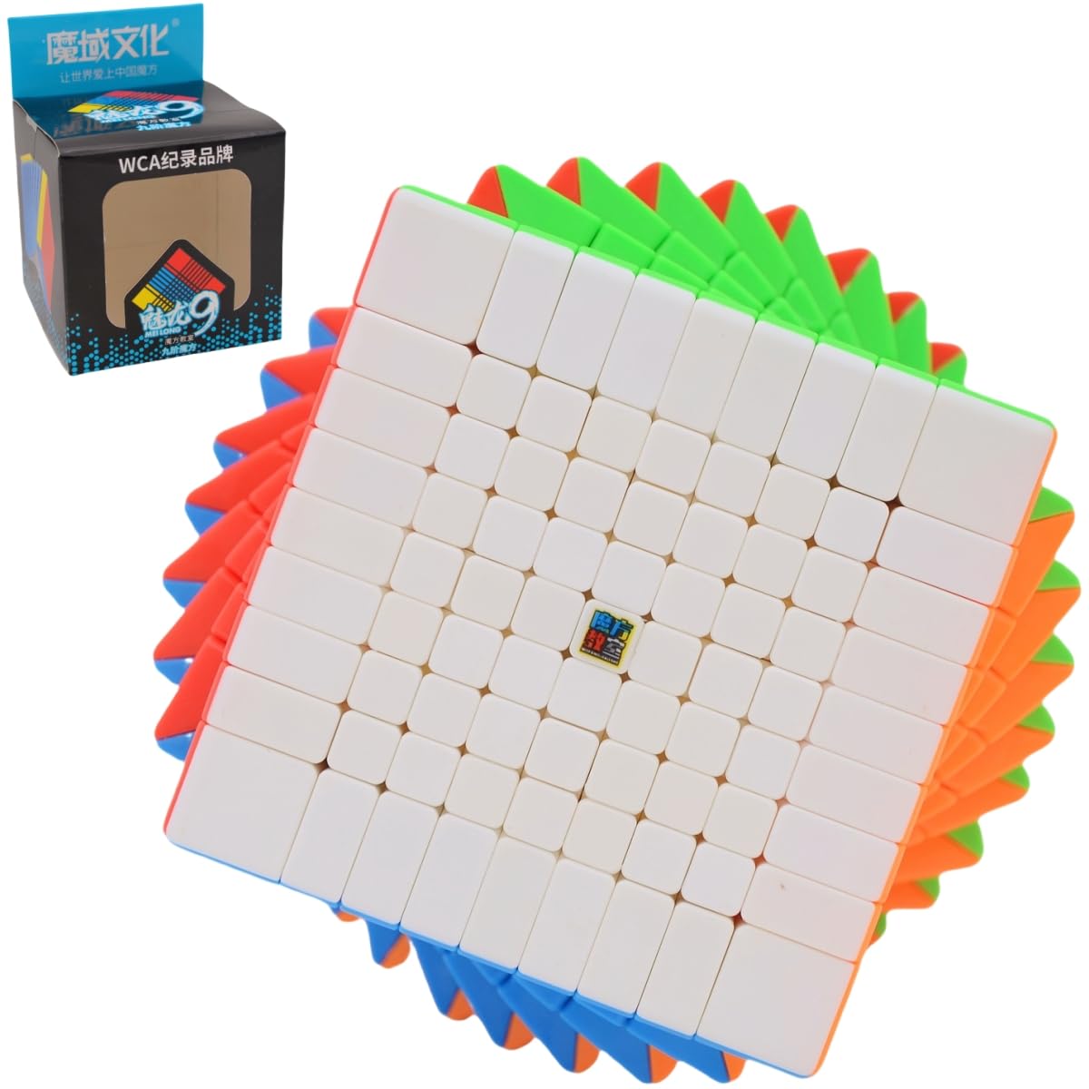 Bukefuno MoYu Meilong 9 x 9, cubo magico Moyu Speed Puzzle cubo 9 x 9 cm Stickerlos Meilong 9 x 9 x 9 cm Magic Cubing Classenzroom MF9 giocattolo educativo