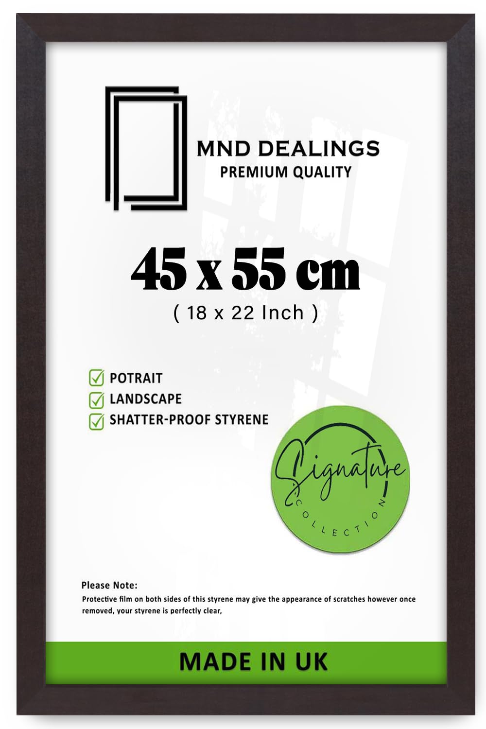 MND Dealings Elegant Flat Style Wide Mahogany 45X55 CM Poster Frame| Use as Home Decor/Wall Gallery/Art work/Picture Frame | Solid MDF Wood with HD Perspex (Mahogany)