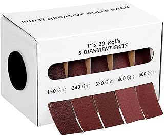 Sponsored Ad - Emery Cloth Roll,5 Grits 1'' x 20FT Abrasive Sandpaper Roll with Dispenser,150 240 320 400 600 Grit Sand As...