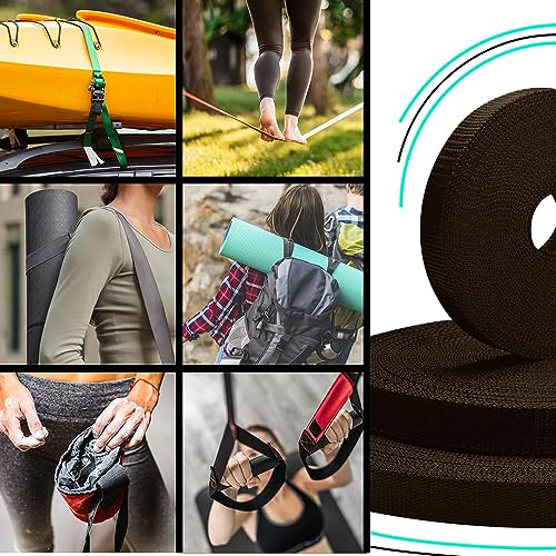 Image of TECEUM 3 /4 inch & 5 /8 inch & 1 inch & 1.5 inch & 2 inch Webbing - 10 25 50 Yards - 40+ Colors - Heavy Duty 1 Inch 1.5 Inch 2 Inch Backpack Straps - Webbing for Outdoors Indoors Crafting DIY