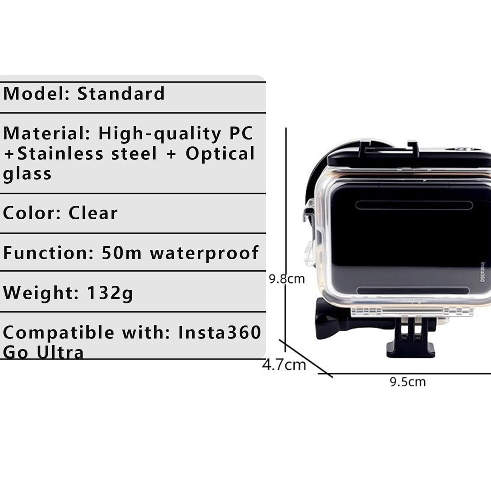 Carcasa de Buceo para Insta360 GO Ultra Funda Impermeable 50M Submarino Funda Protectora Estuche Protector Carcasa Protectora Accesorios para Insta360 GO Ultra Action Pod