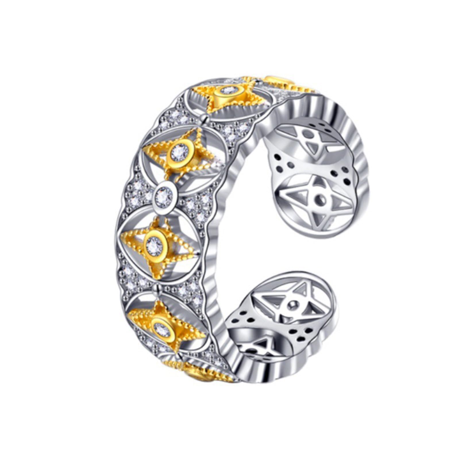 hixswnu Verstellbarer Zirkonia-Ring aus S925-Silber für Damen, Verlobungsring, Hochzeit, Daumenring für Damen und Mädchen