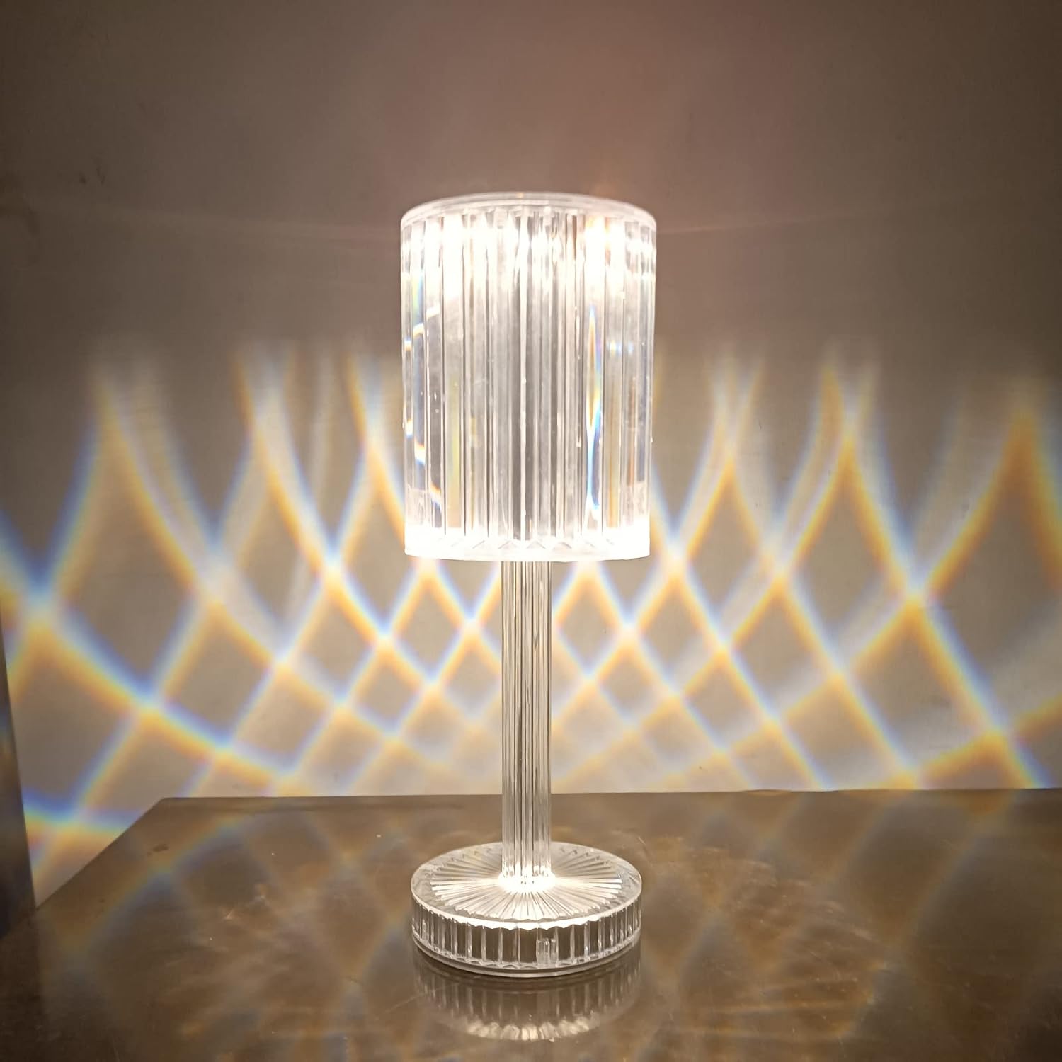 Crystal Table Lamp, Touch Control Modern Nightstand Lamp,3 Colors Changing Diamond Table Lamp,USB Rechargeable LED Night Light for Home Bedroom Living Room Office Decor Valentines Day Gifts
