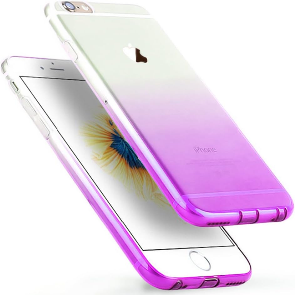 iPhone 6S Case,Aprilday Ultra Slim Gradient Crystal Clear Case Soft Transparent TPU Silicone Anti-Scratch Protective Cover with Dust Plug for Apple iPhone 6/6S (4.7 inch) (Purple)