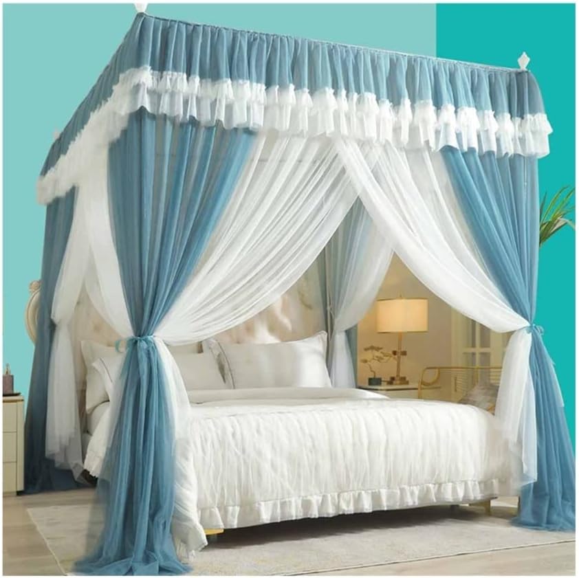 Bedroom Mosquito Net for 1.8m/6ft Bed, Dustproof & Blackout Bed Canopy with Support Bar, Girls Bedroom Decorative Bed Curtain (Color : Style 1, Size : 1.8x2.2x2m)