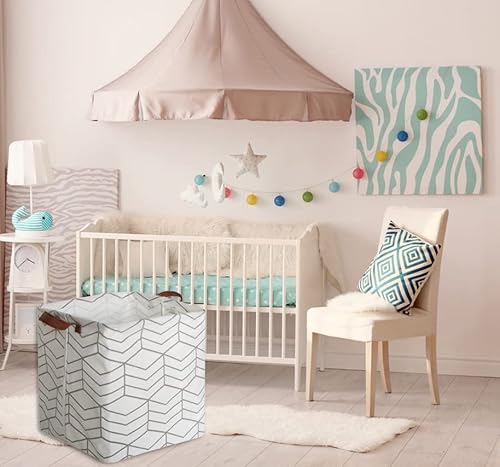 Hiyagon 3 Pack Square Storage Bins,Storage Baskets,Canvas Fabric Storage Boxes,Foldable Nursery Basket For Clothes,Books,Shelves Baskets,Gift Baskets,Cow Print Room Decor (3 Pack Grey Stripes) #TOP6