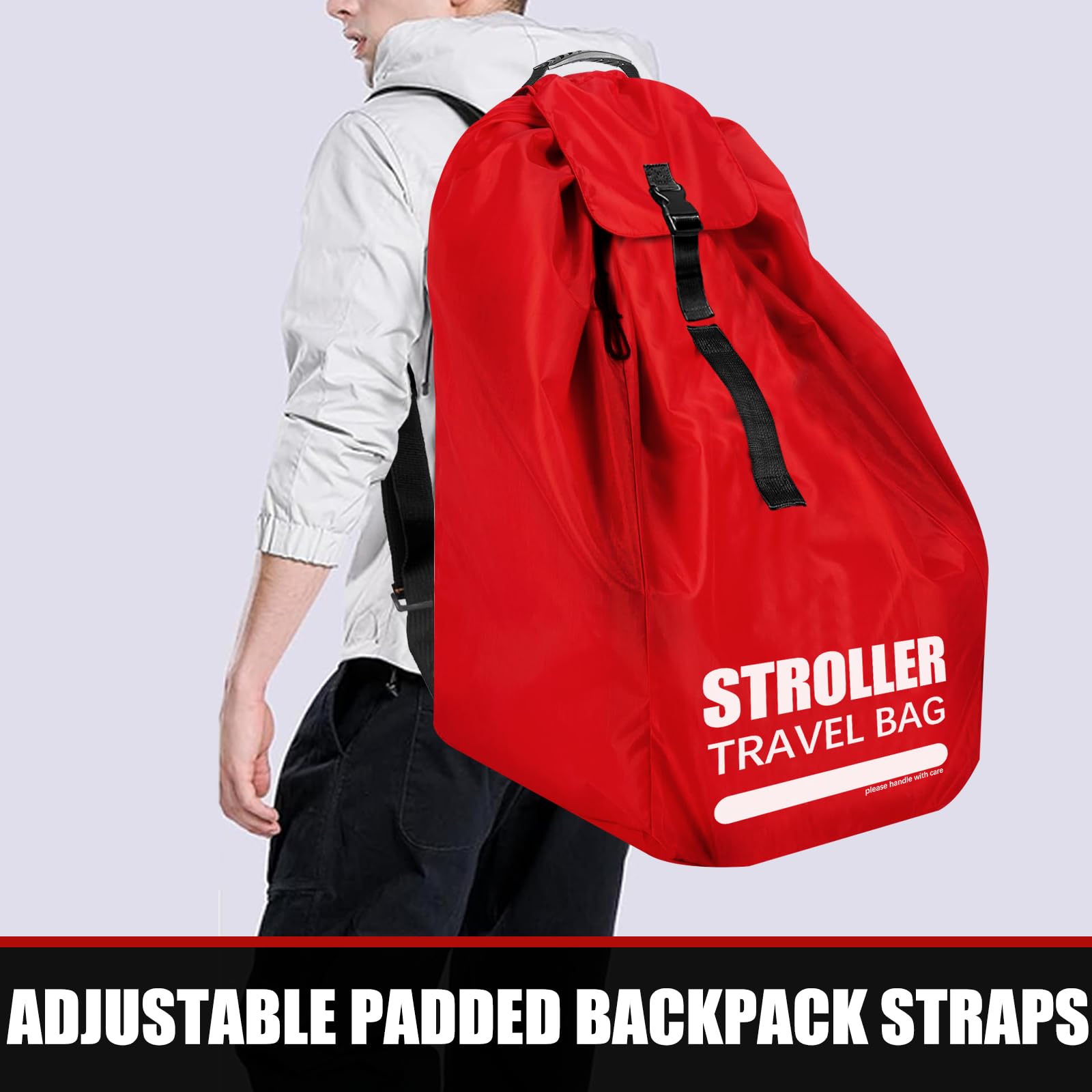 Bolsa para cochecito de avión | Correas acolchadas ajustables y tela de doble parte inferior, bolsa de viaje para cochecito de avión individual y doble, bolsa de viaje para avión