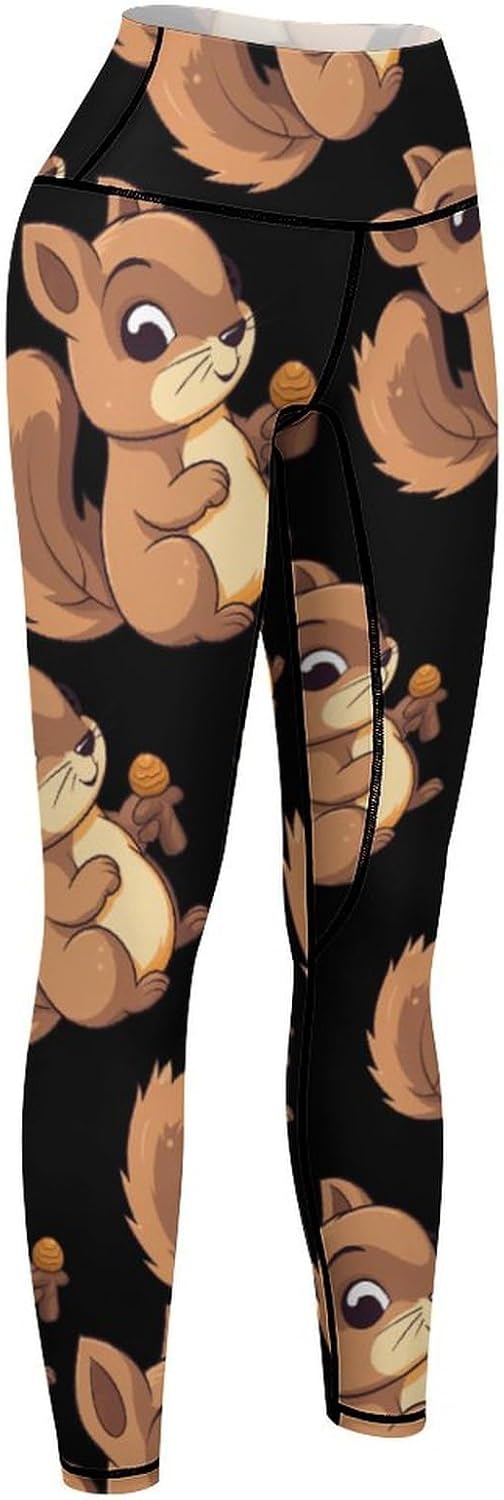 Cartoon Squirrel Women's Yoga Pants High Waisted Leggings Casual Sweatpants Workout Pants