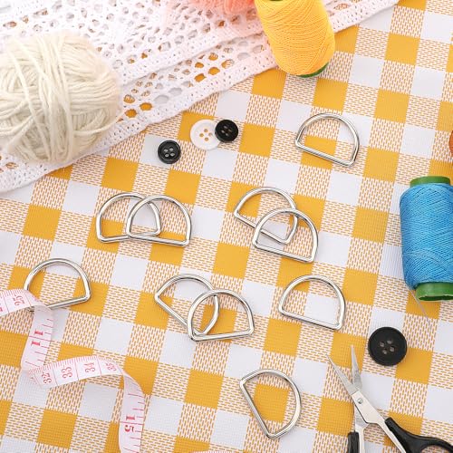 Aiyorse 9 Stück D-Ring 25mm Halbrunder D-Ring Taschenzubehör Metall-D-Ring Nahtloser Stahl Halbringe D-Ringe für Halsbänder,Karabiner,Gurtbänder,Taschen,Hundeleine,Hand-Diy-Zubehör