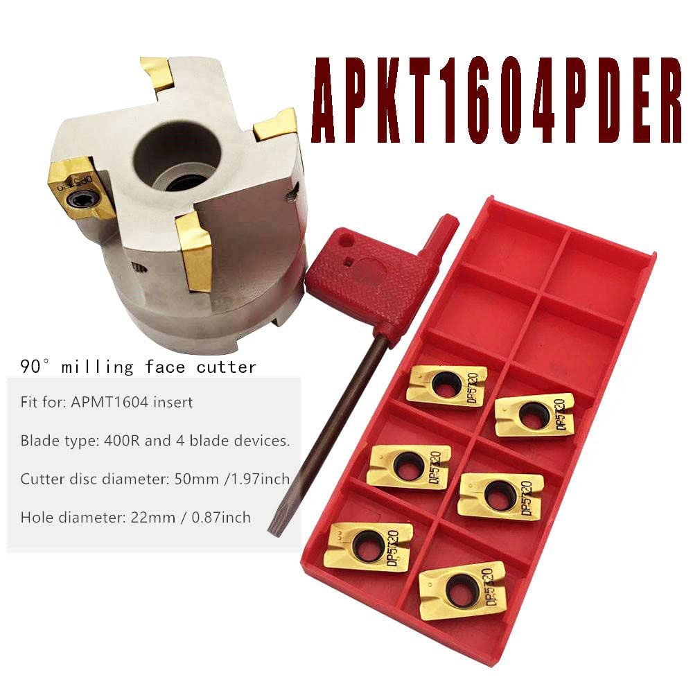 HunrichoPlanfräshalter, 50 mm, 50-22-4T, CNC-Planfräser, Schaftfräser, Schaftfräser mit APMT1604PDER -DP Schaft Planfräser Dorn BAP400R 50-22-4T (BAP400R 50-22-4T + APMT1604PDER gelb)