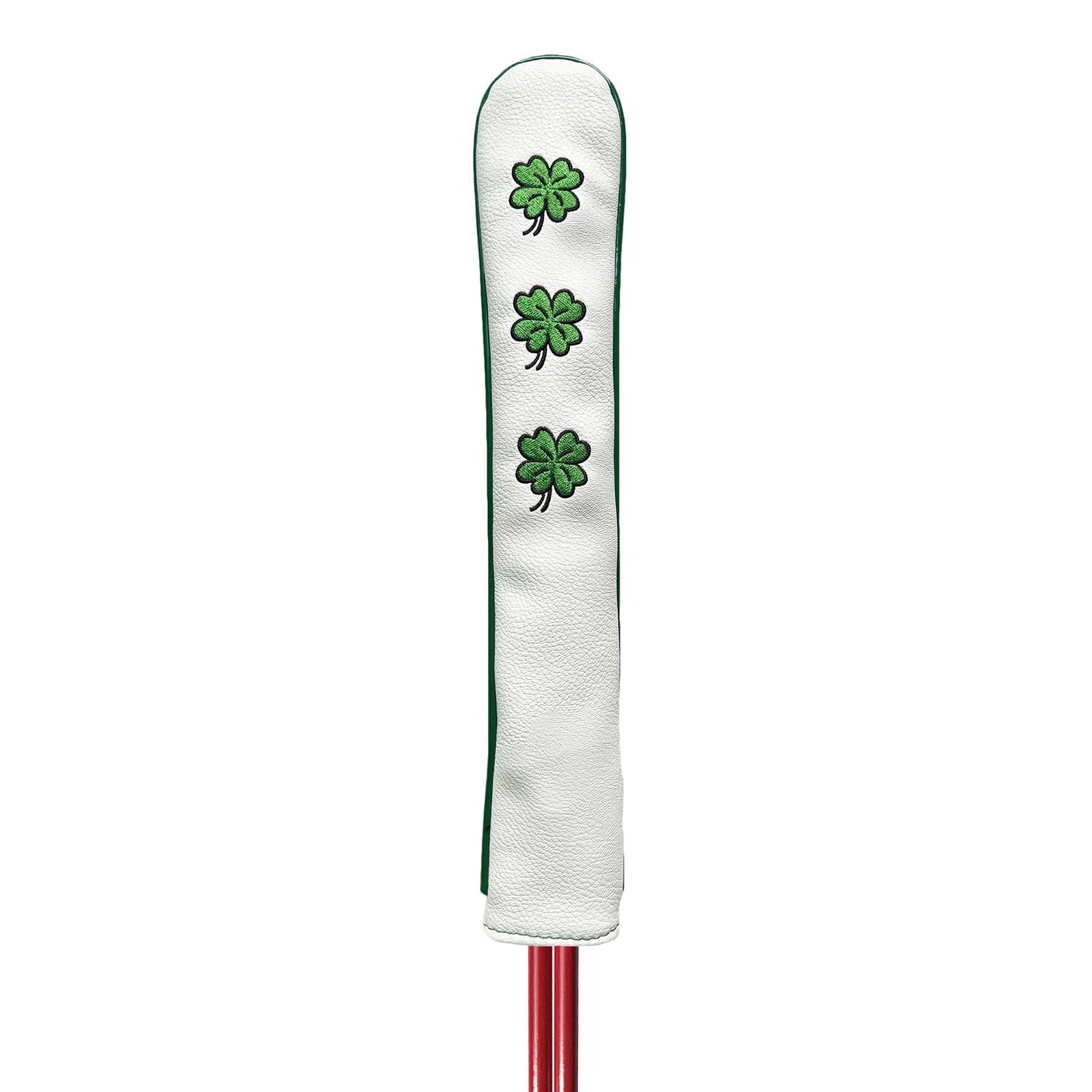 Oshhni Golf Alignment Rod Cover Case Holder Hold 2 Sticks Headcover Golf con Ricamo Trainer Training Aid, Bianco