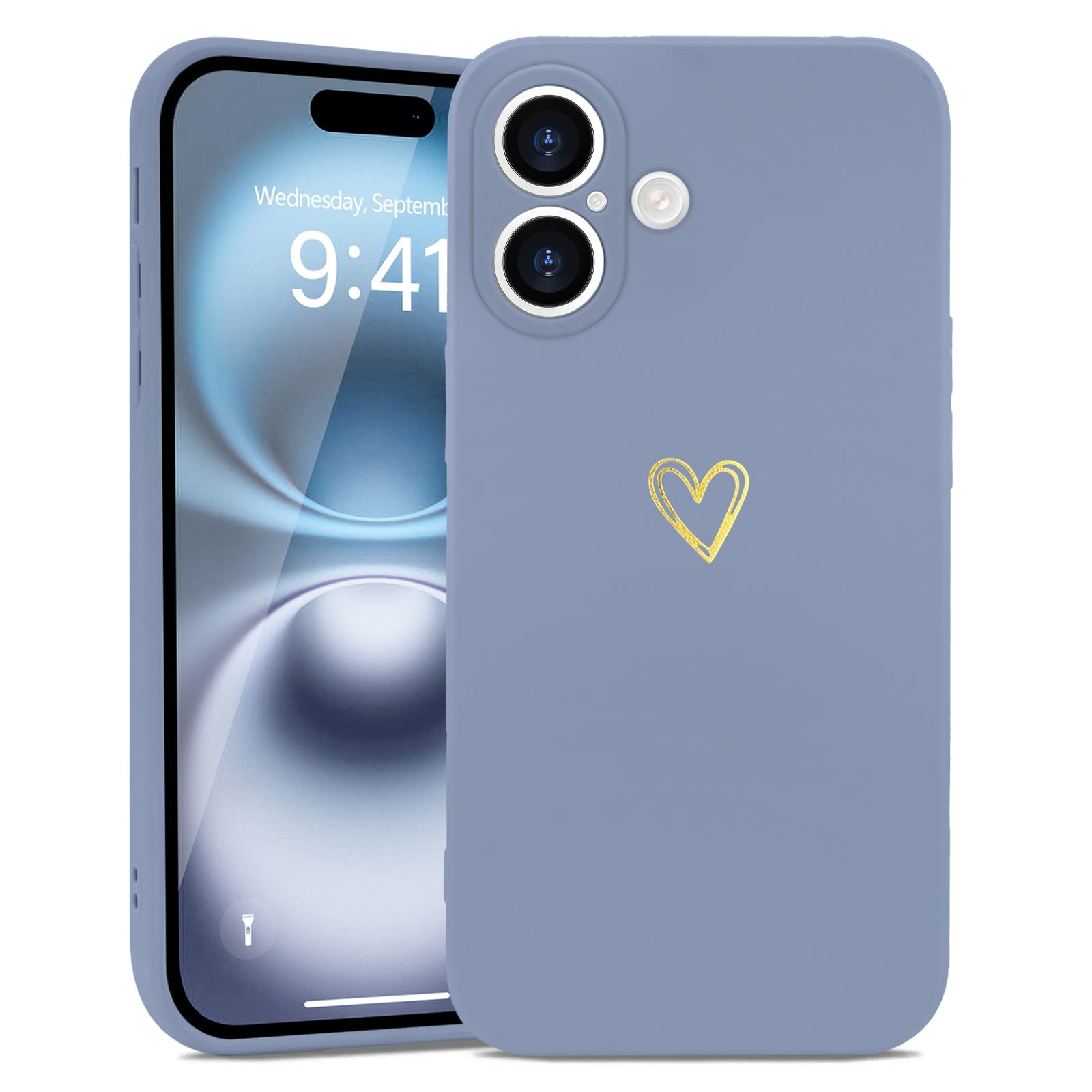 Wirvyuer Kompatibel mit iPhone Handyhülle Mädchen | Gold Süßes Liebesherz Hülle, Stoßfest Schutzhülle für Damen und Mädchen, Weich Silikon Handyhülle, Slim Cute Gold Love Case