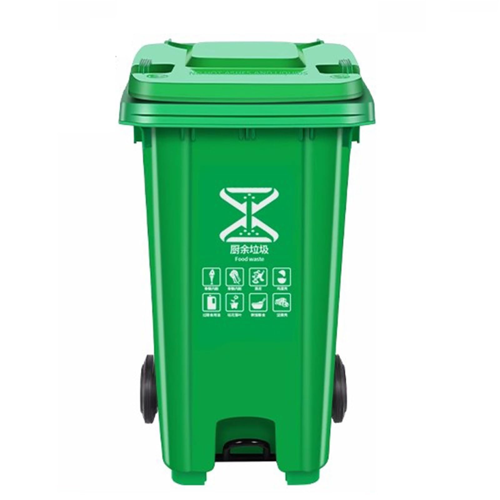 Komercyjny Zagęszczony Kosz Na Śmieci Z Pokrywą, 100L 120L 240L Duża Pojemność Pedałowy Kosz Na Śmieci Do Kuchni Domowej(Green,100L)