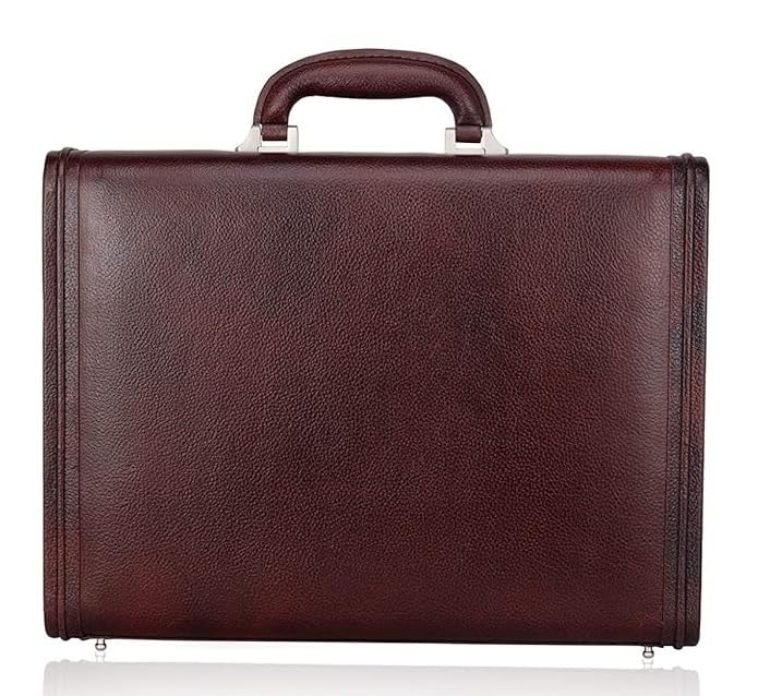 Luxury Italian Leather Hard Attache Briefcase for Men Office Use Business Briefcase Color Brown