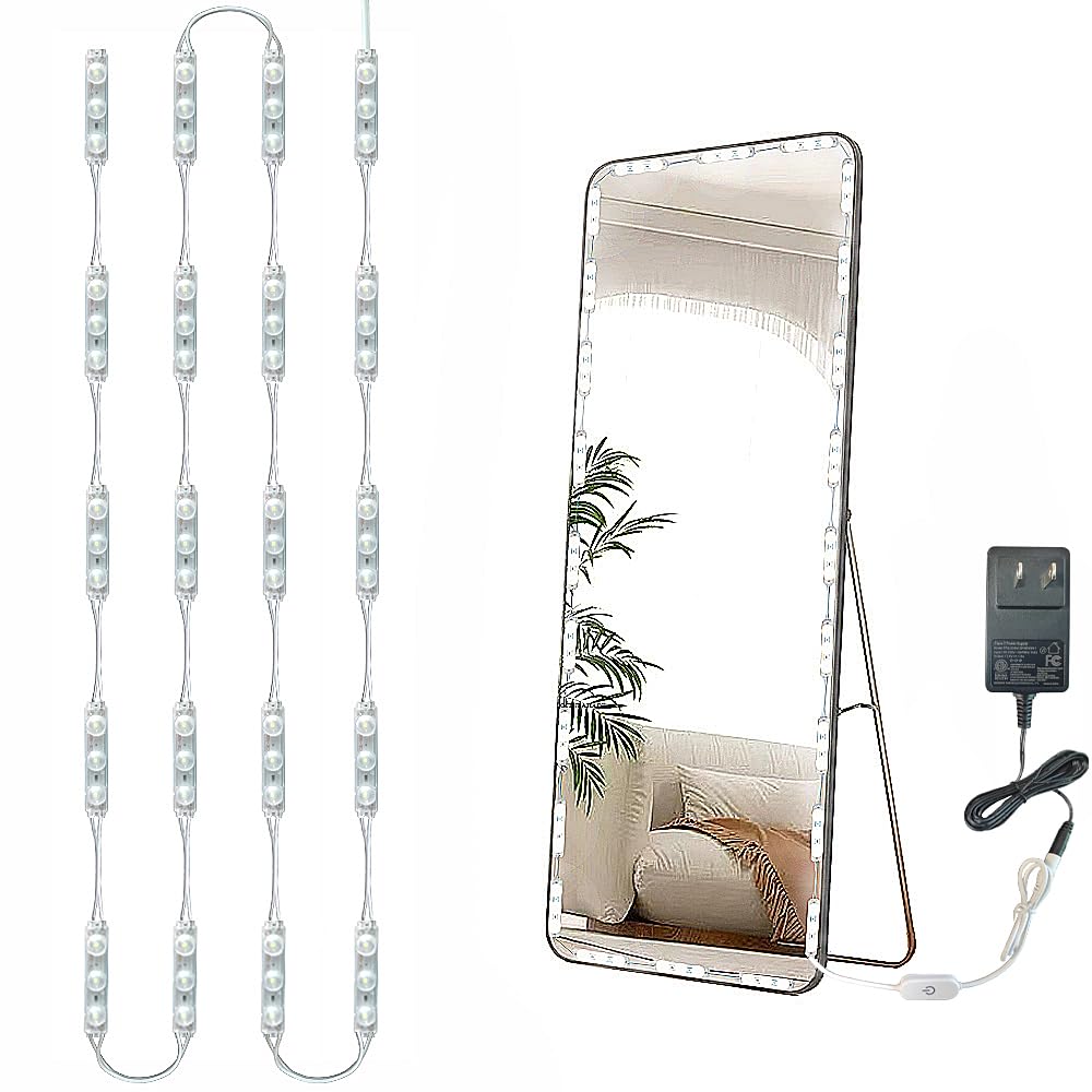 CUIHUAJIADE Hollywood Style Vanity Lights Kit, LED White 10ft Dimmable Mirror Lights,Vanity Lights for Mirror, Full Body Mirror, Vanity Mirror, Makeup Table & Bathroom Lighting(Mirror Not Include)