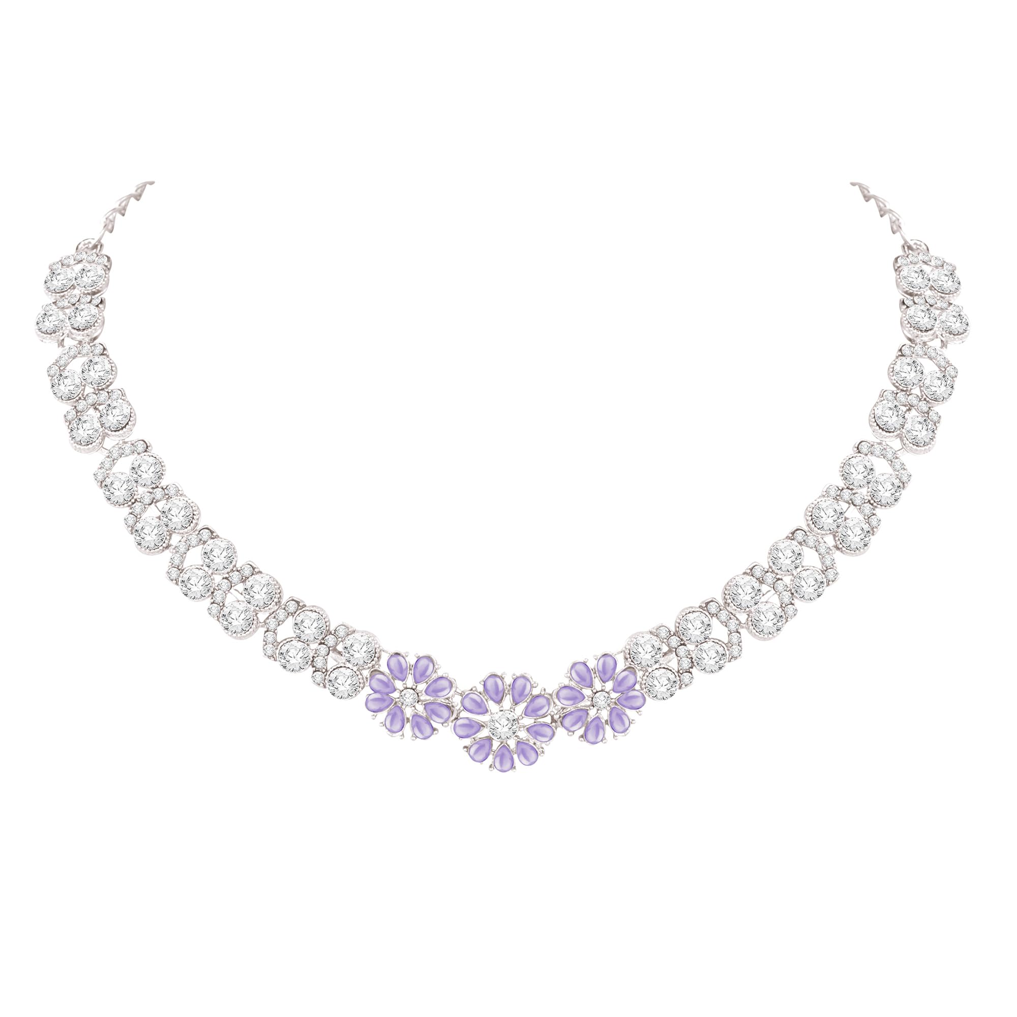 Atasi International Silver Plated Mint Purple Crystals AD Diamond Necklace Jewellery Set for Women, Girls for Wedding, Festive, Party, Special Ocassion (RPU5870) 2