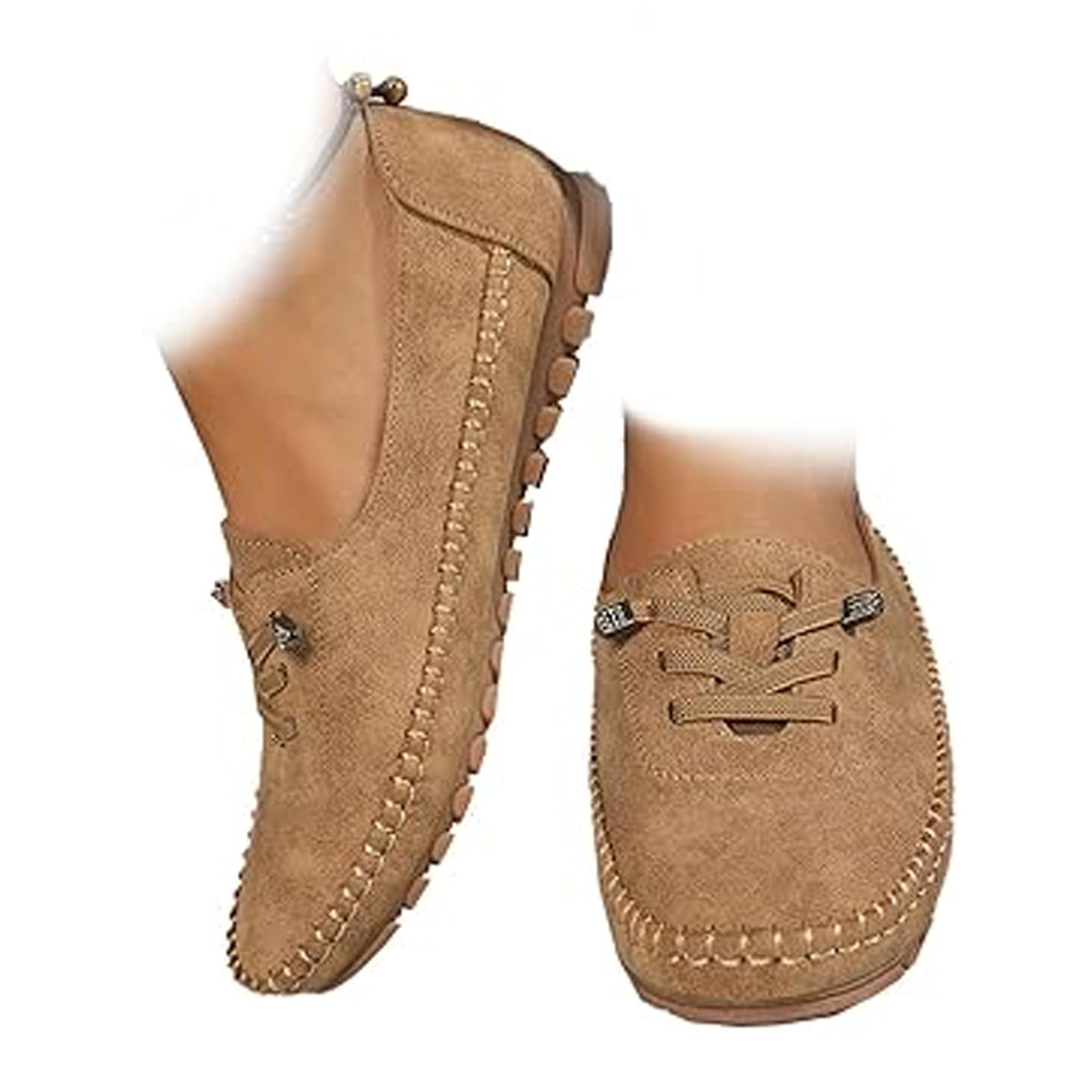 Mocasines ortopédicos de cuero para mujer, estilo vintage, cómodos, sin cordones, anchos, planos, informales, antideslizantes, para conducir