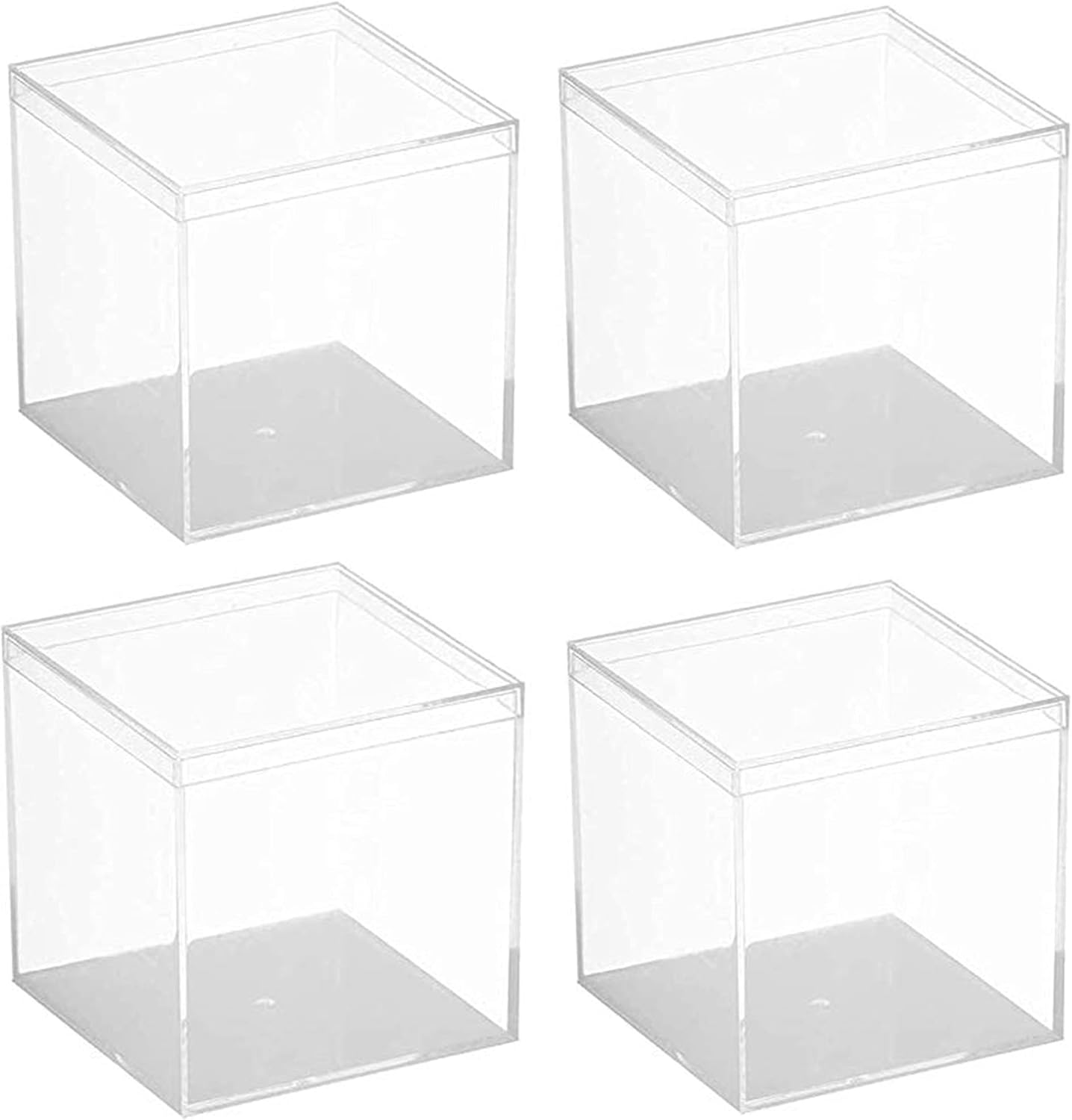 Acrylic Box Clear Boxes with Lid 4 Pieces Display Case