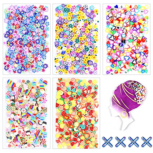 2000 Pcs Resin Art Supplies Kit,Mini 3D Slices for Slime Polymer Clay and Nail Stuff DIY,Silicone Resin Mold Decorative Materials(Fruit,Heart,Pentagram,Cake,Flowers)